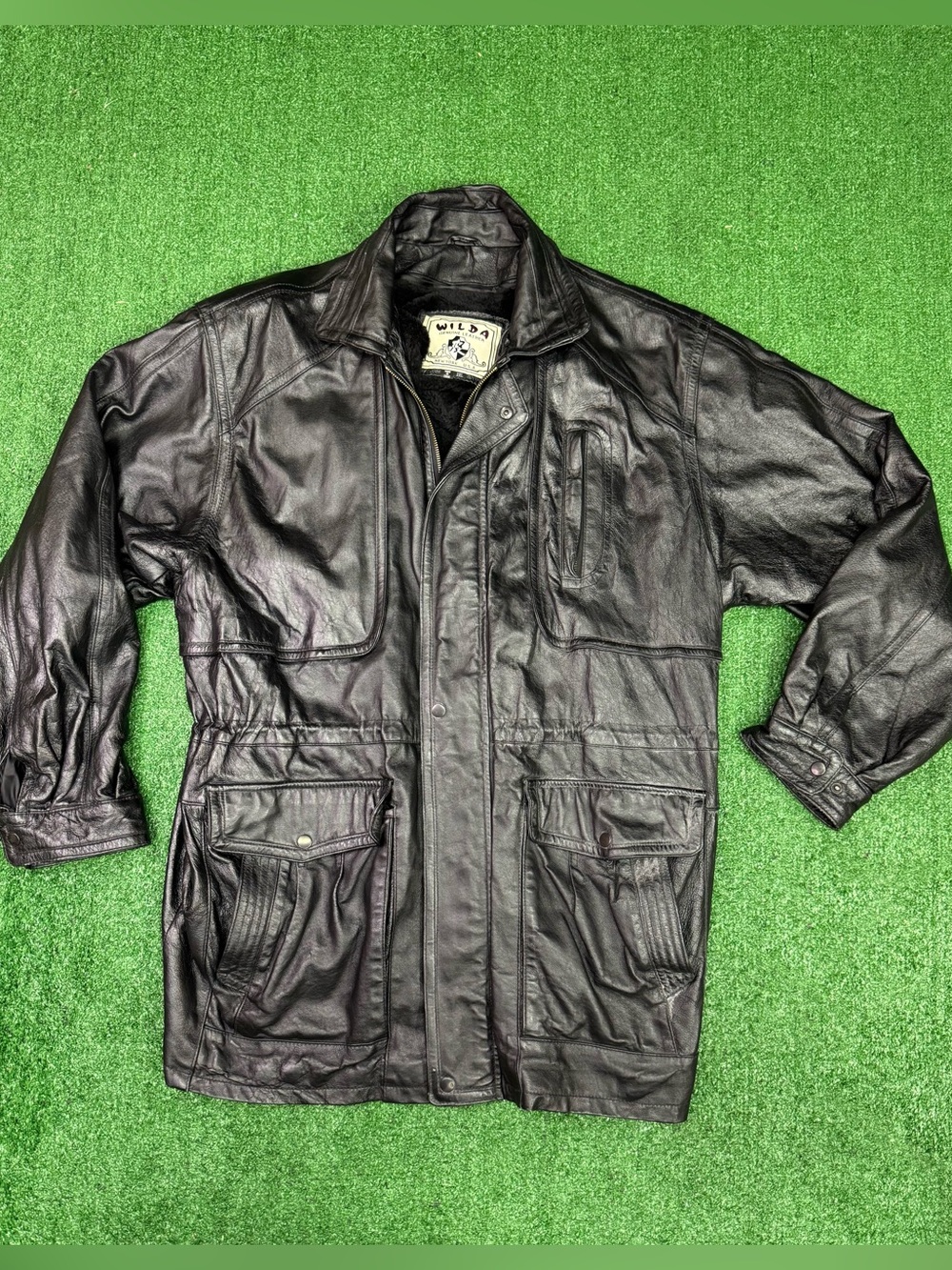 Vintage Wilda Genuine Leather Jacket Men's Coat + Vest  Black Full Zip Size XXL